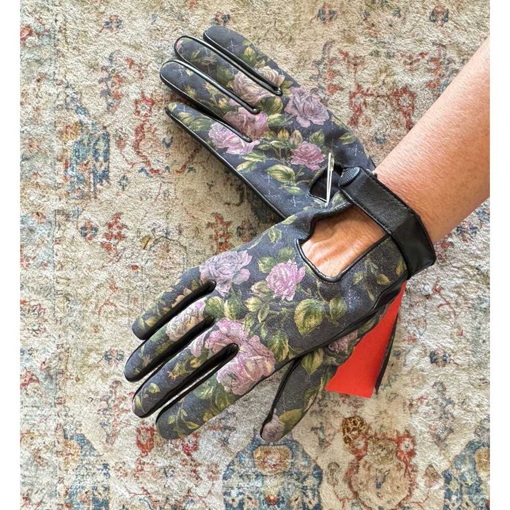 Rag & Bone Gloves Womens Suede Leather Floral Quilted Driving Size 8 NWT Large